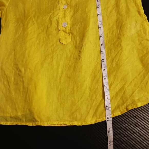 Banana Republic Rami Yellow High Neck Puff Sleeve Blouse  Size‎ S - Picture 10 of 10